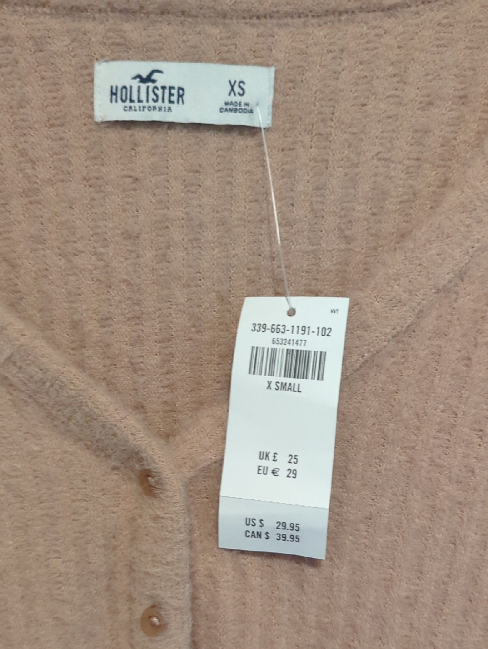 Hollister Soft Knit Button-Down Cardigan in Beige - Picture 2 of 3